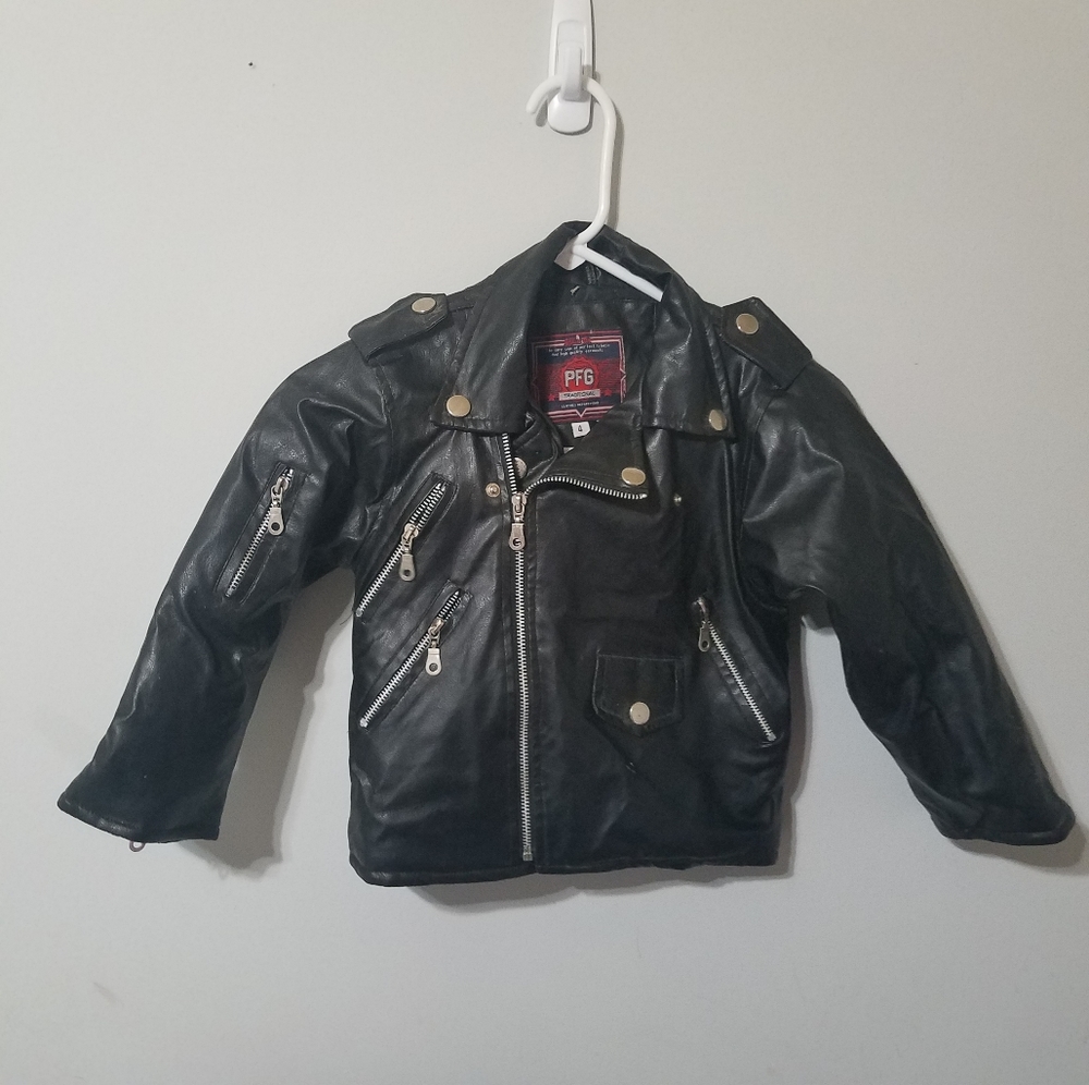 KIDS Vegan Leather Moto Jacket Boys Girls Size 4 B